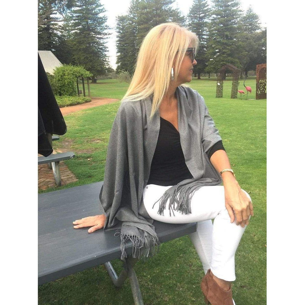 Scarves Australia Luxury Scarves Mid Grey Pashmina Cashmere