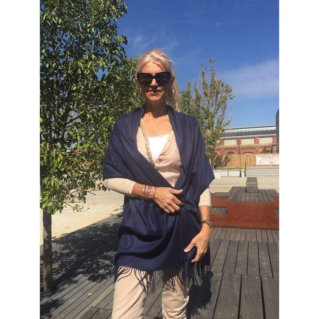 Scarves Australia Luxury Scarves Pashmina Navy Blue Plain Scarf Shawl
