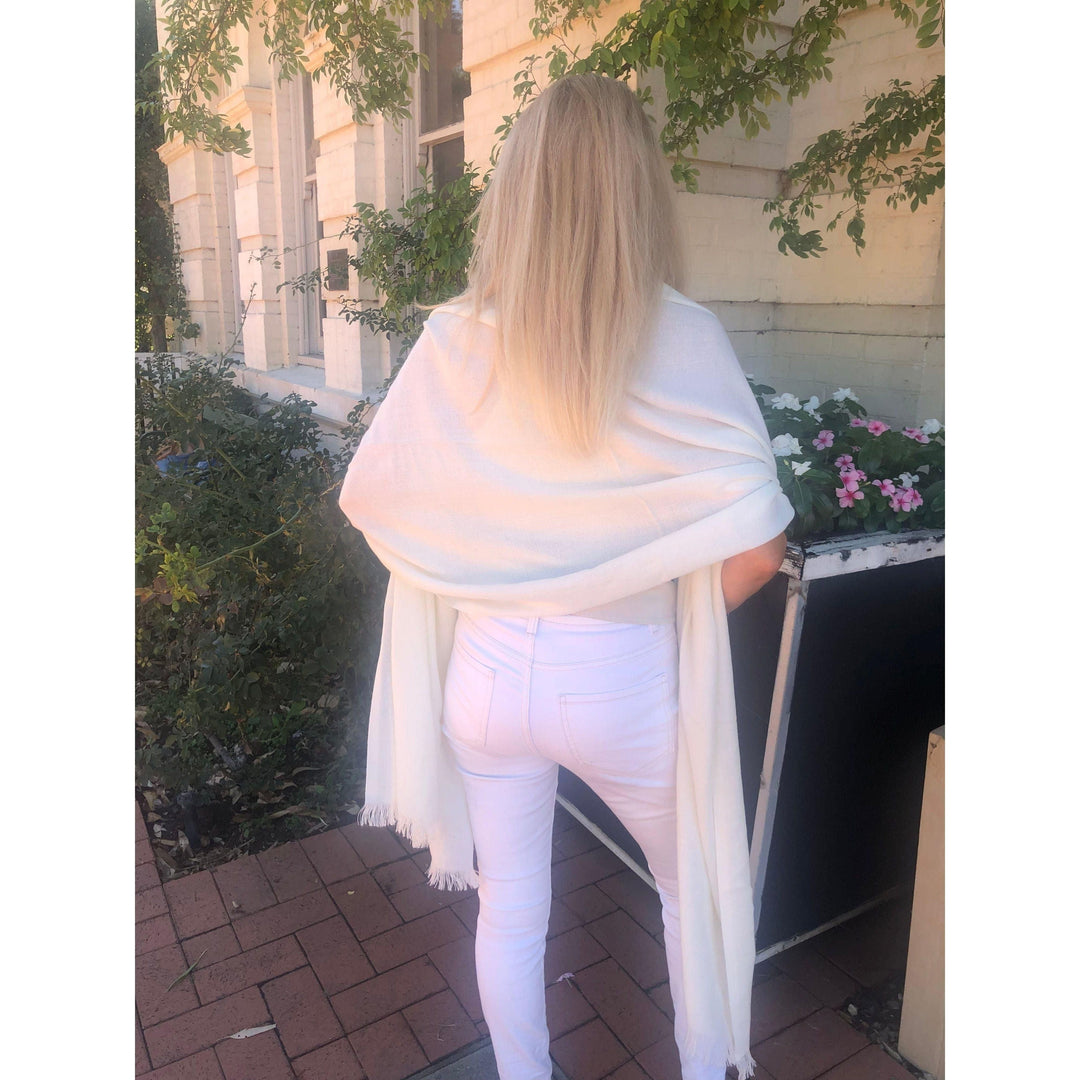 Scarves Australia Luxury Scarves Pure Cashmere Pashmina - Off White - Luxury