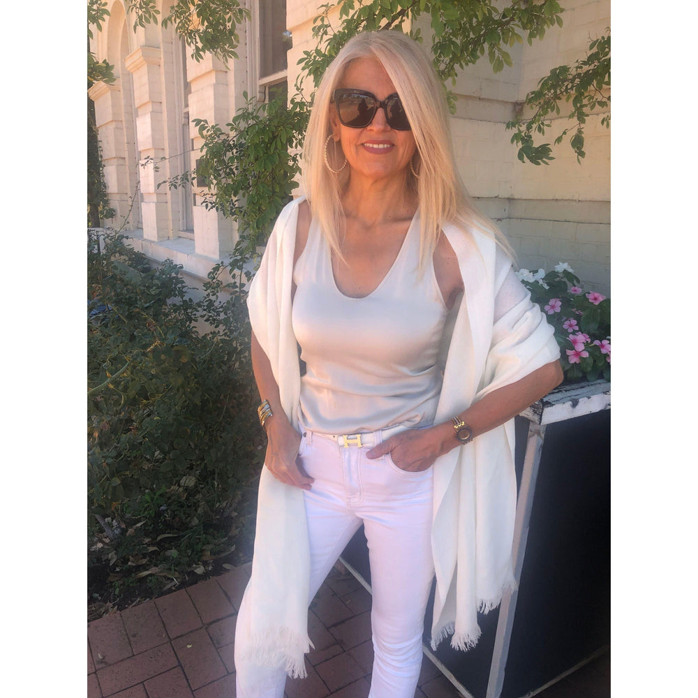 Scarves Australia Luxury Scarves Pure Cashmere Pashmina - Off White - Luxury