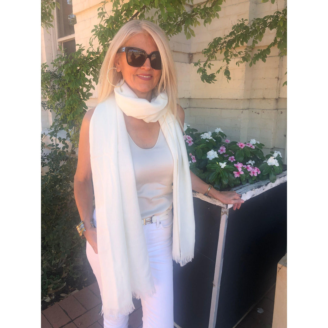 Scarves Australia Luxury Scarves Pure Cashmere Pashmina - Off White - Luxury