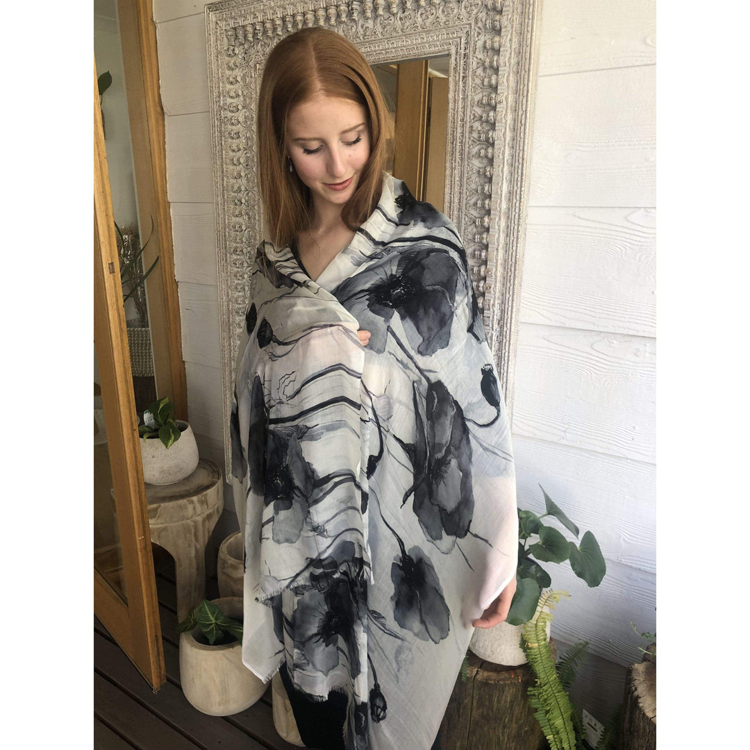 Scarves Australia Luxury Scarves Red Black White Scarf Luxury Floral Bloom Deluxe