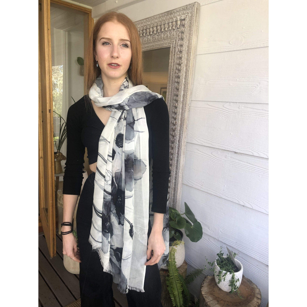 Scarves Australia Luxury Scarves Red Black White Scarf Luxury Floral Bloom Deluxe