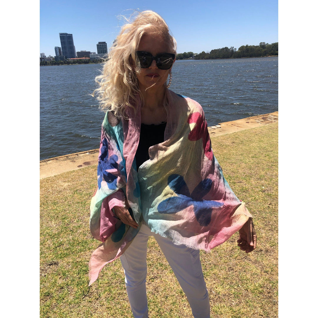 Scarves Australia Scarves & Shawls Cotton Linen Scarf - Floral Scarf Multicoloured