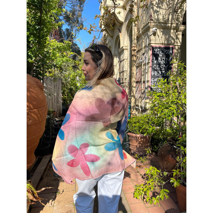 Scarves Australia Scarves & Shawls 🎉 Cotton Linen Scarf - Floral Scarf Multicoloured