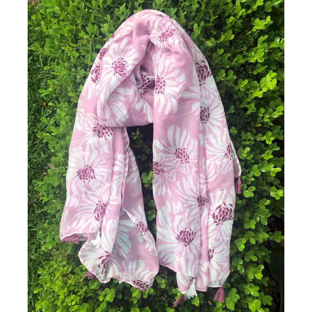 Scarves Australia Scarves & Shawls Floral Summer Scarf - Tassels - Pink Purple