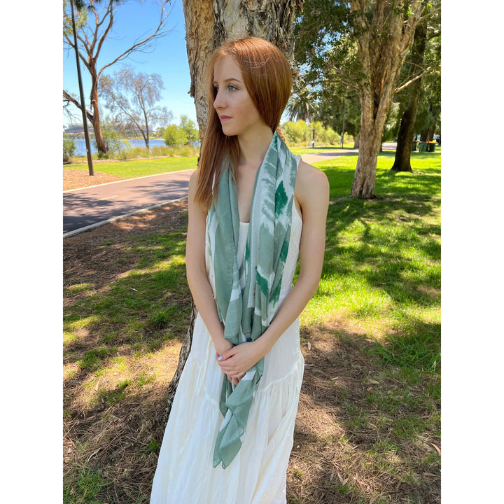 Scarves Australia Scarves & Shawls Green Scarf -Patterned Scarf - Block Shades