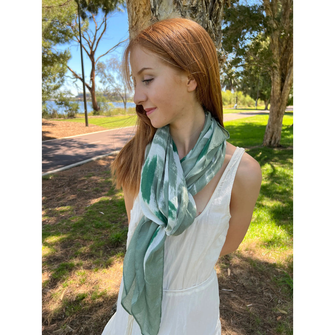 Scarves Australia Scarves & Shawls Green Scarf -Patterned Scarf - Block Shades