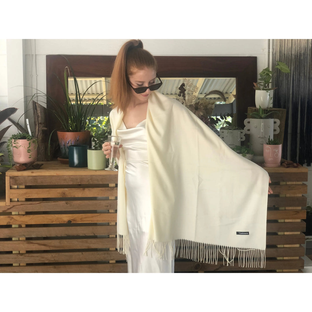 Scarves Australia Scarves & Shawls Off white Pashmina Shawl - Lightweight