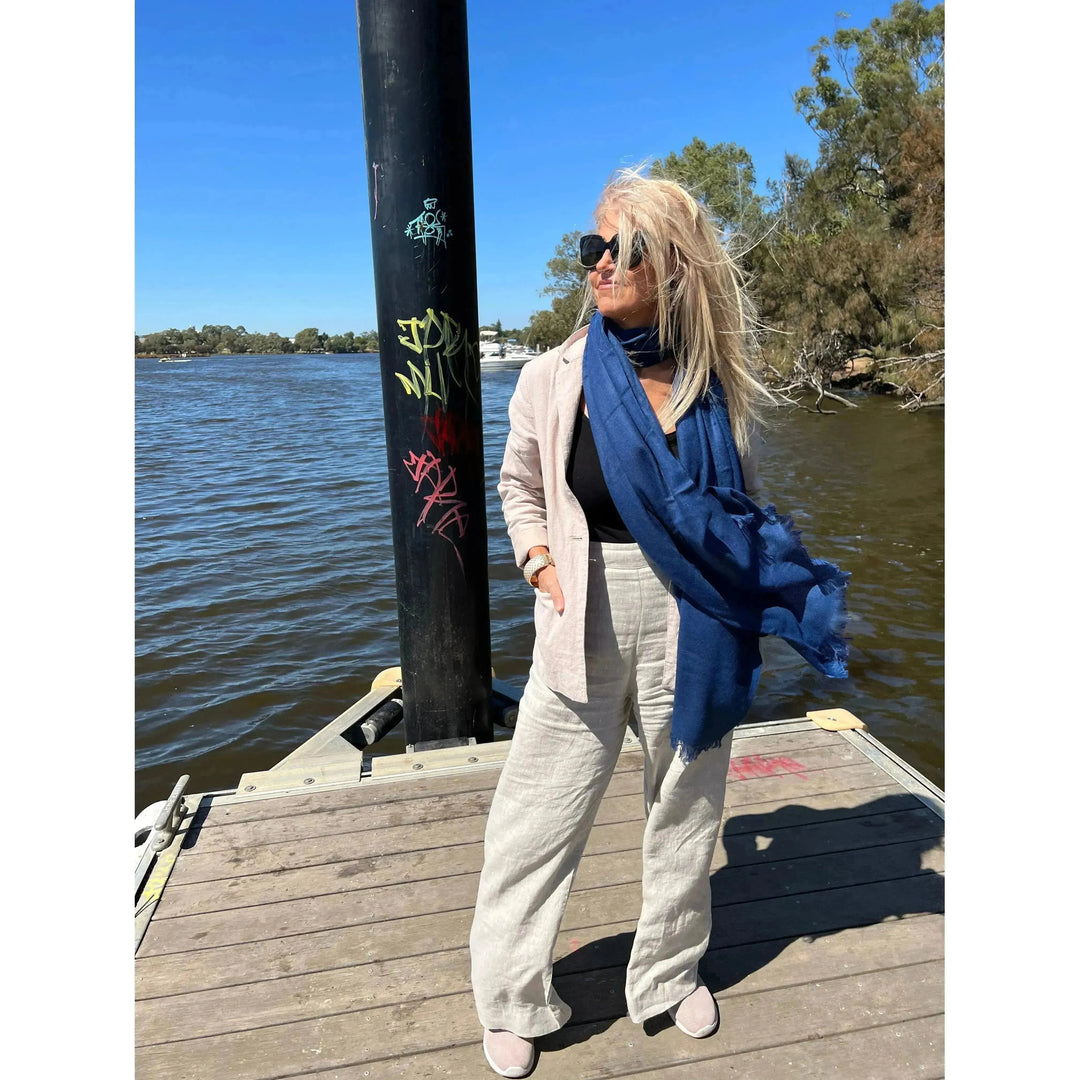 Scarves Australia Scarves & Shawls Pashmina Shawl - Deep Blue - Pure Cashmere