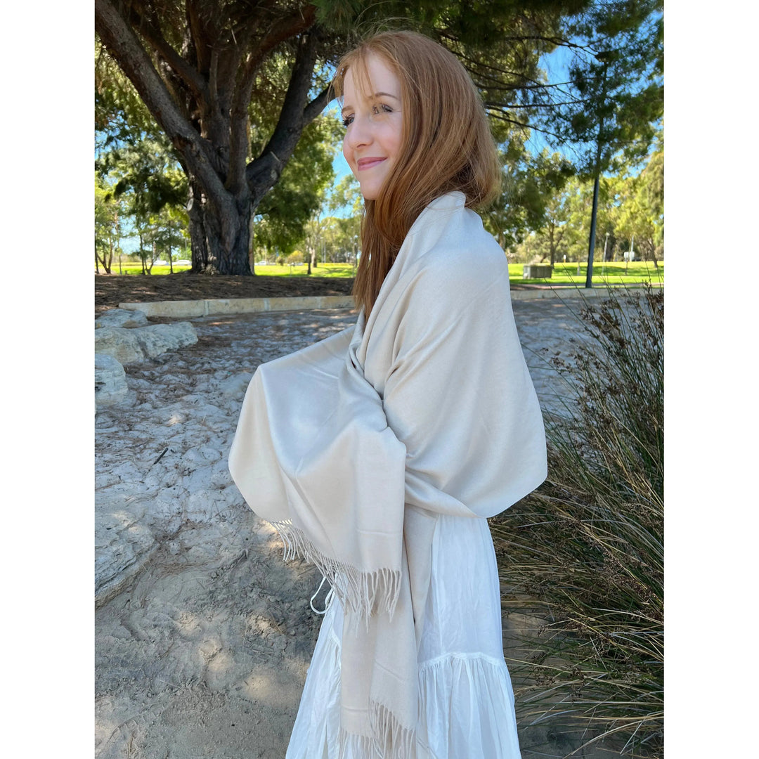 Scarves Australia Scarves & Shawls Pashmina Shawl - Soy Bean - Classic Scarf Plain