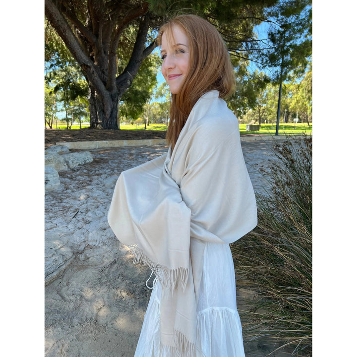 Scarves Australia Scarves & Shawls Pashmina Shawl - Soy Bean - Classic Scarf Plain