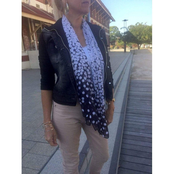Scarves Australia Silk Scarves Dot Scarf Black White
