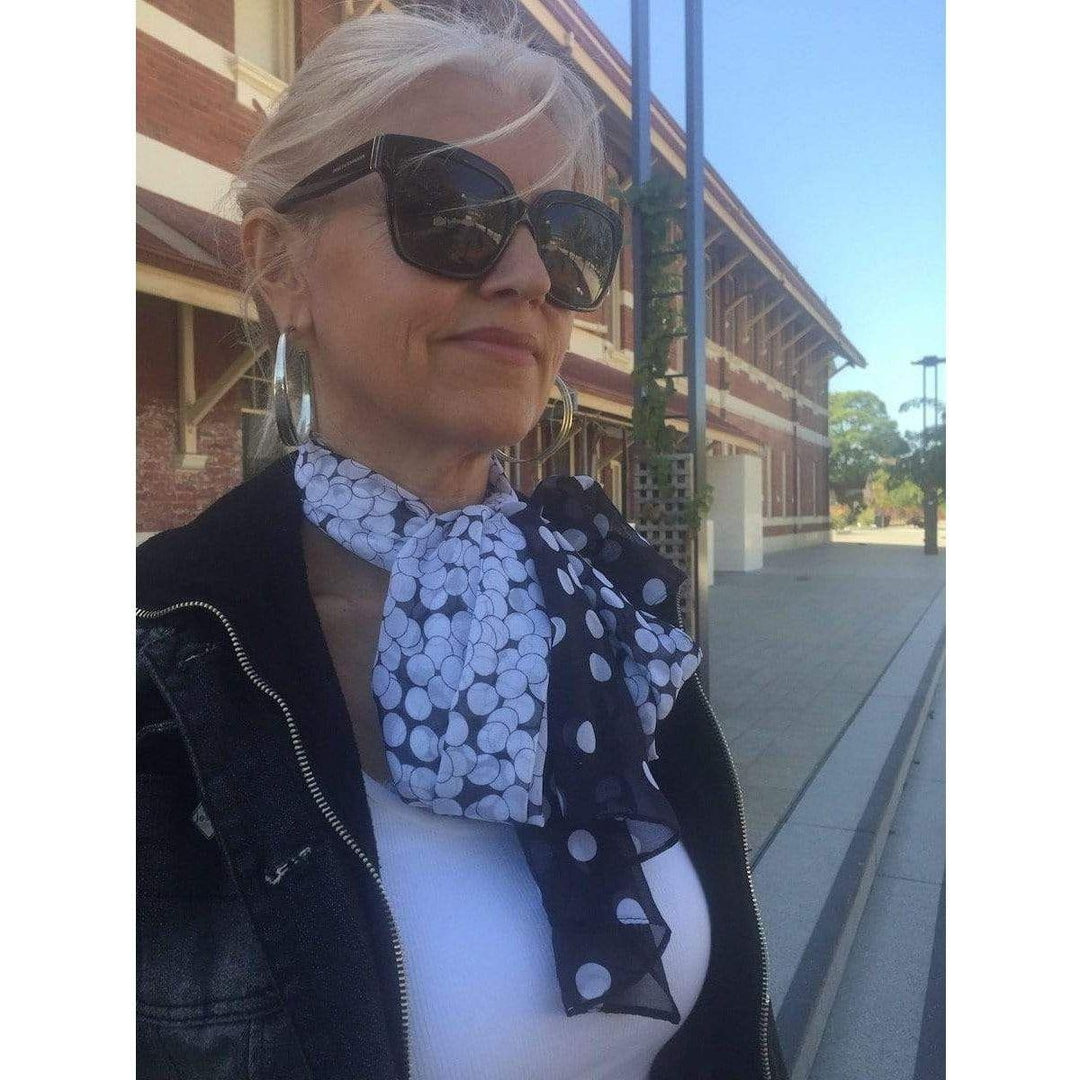 Scarves Australia Silk Scarves Dot Scarf Black White