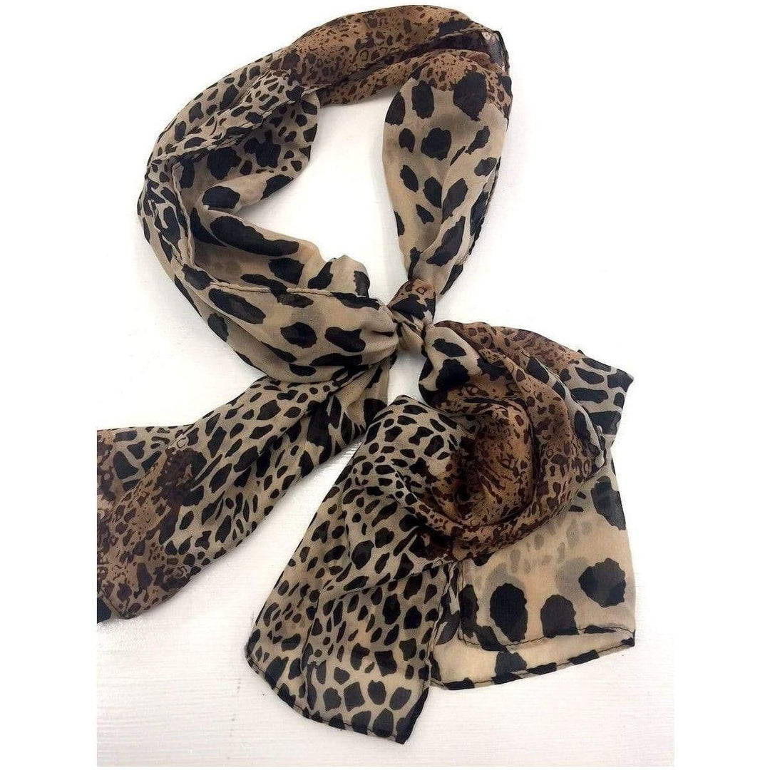 Scarves Australia Silk Scarves Scarf Silk Black Brown Animal Print -Neck Scarf