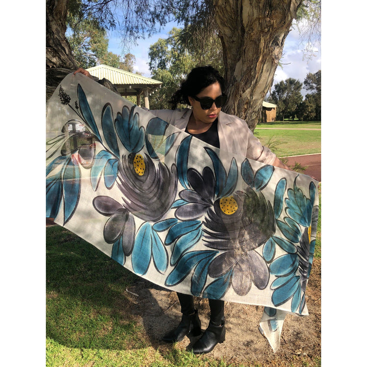 Scarves Australia Teal Scarf Floral Luxury